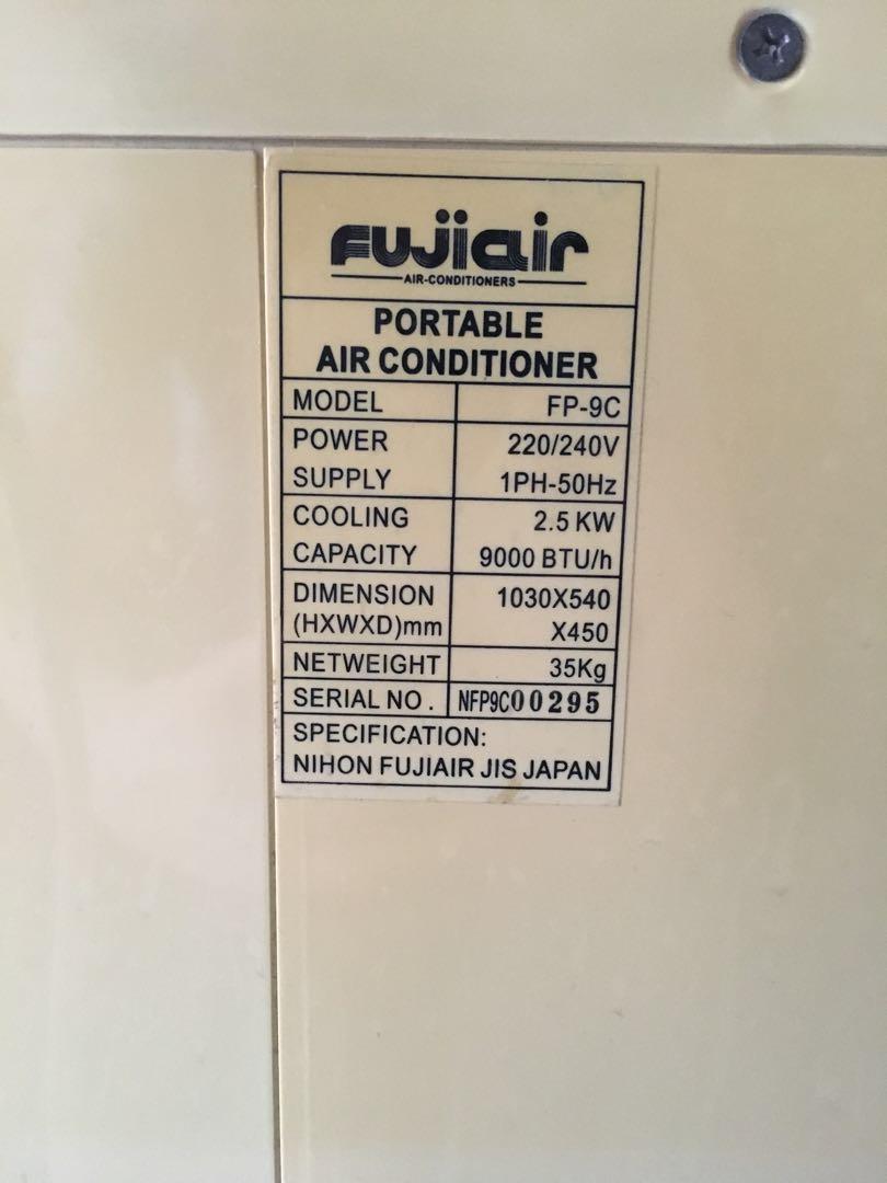 Fujiair Portable Aircon & Fan w Wheels (Full accessories, Fully