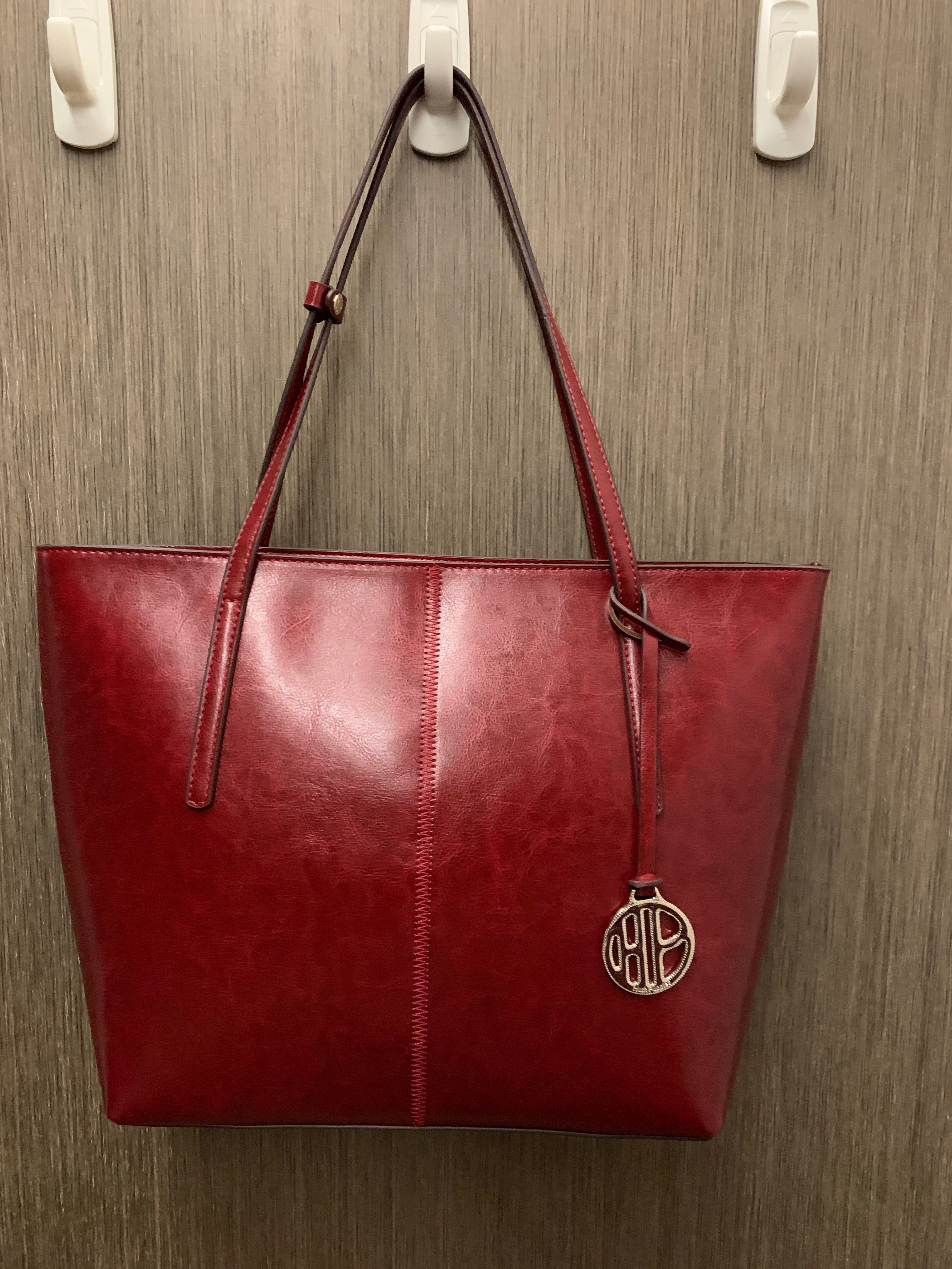 Hush puppies A4 size document handbag dark red colour, Luxury, Bags