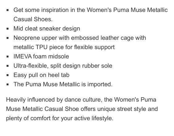 In Stock Women S Puma Muse Metallic Casual Shoes Hot Shoes Updated