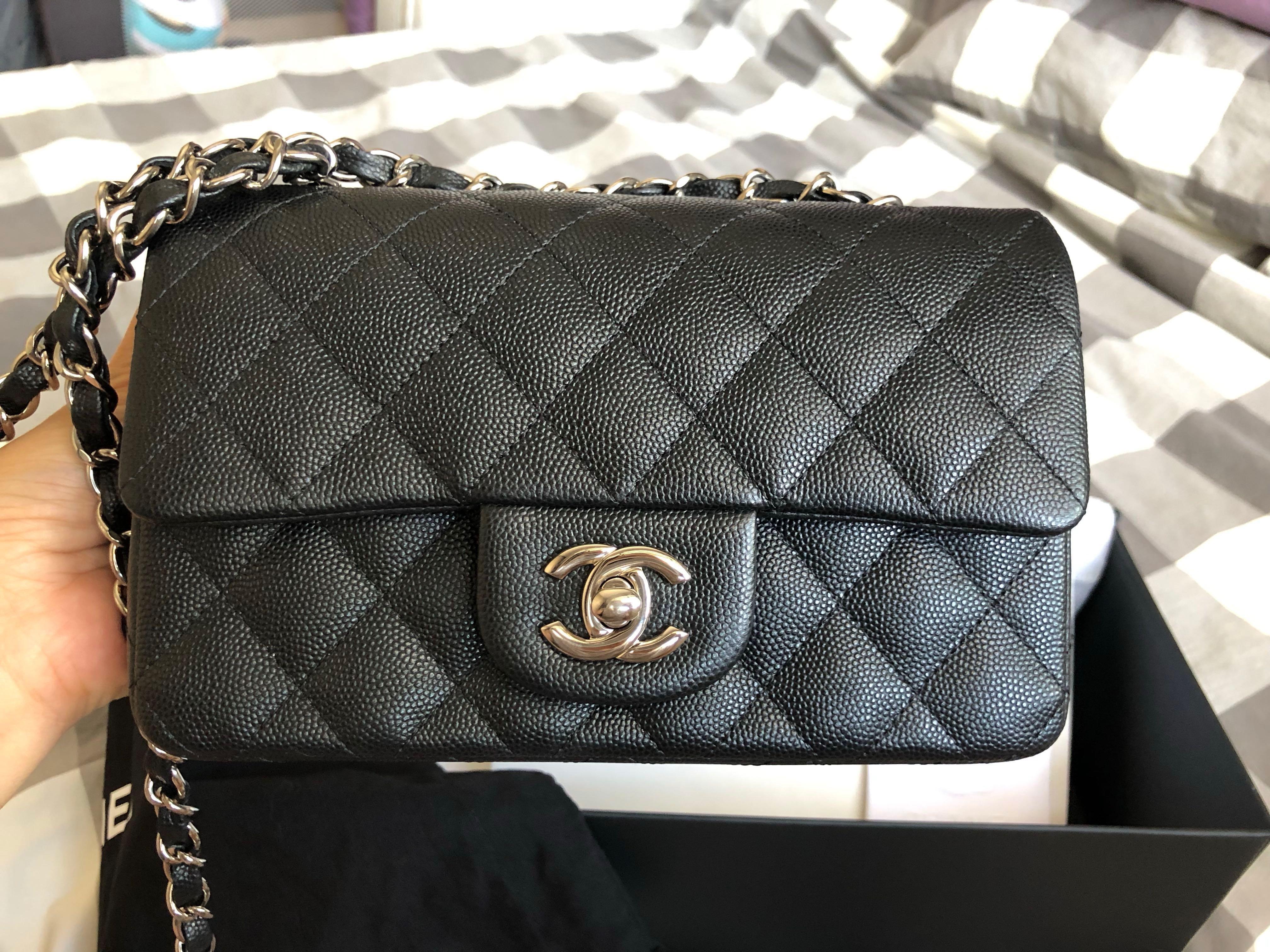 Chanel mini top rectangular black caviar