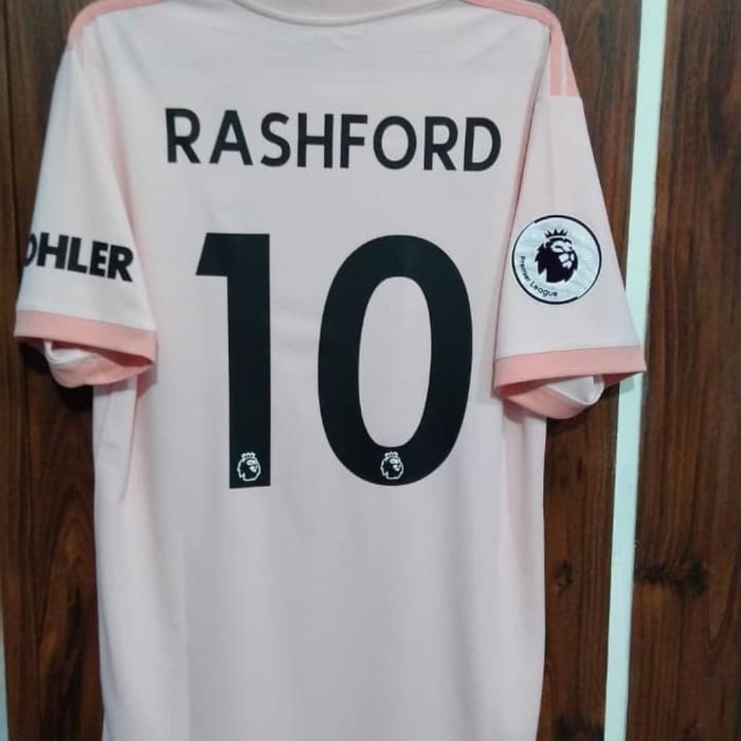 Man United Away Pink Jersey With Name No Patch Sports Sports Apparel On Carousell