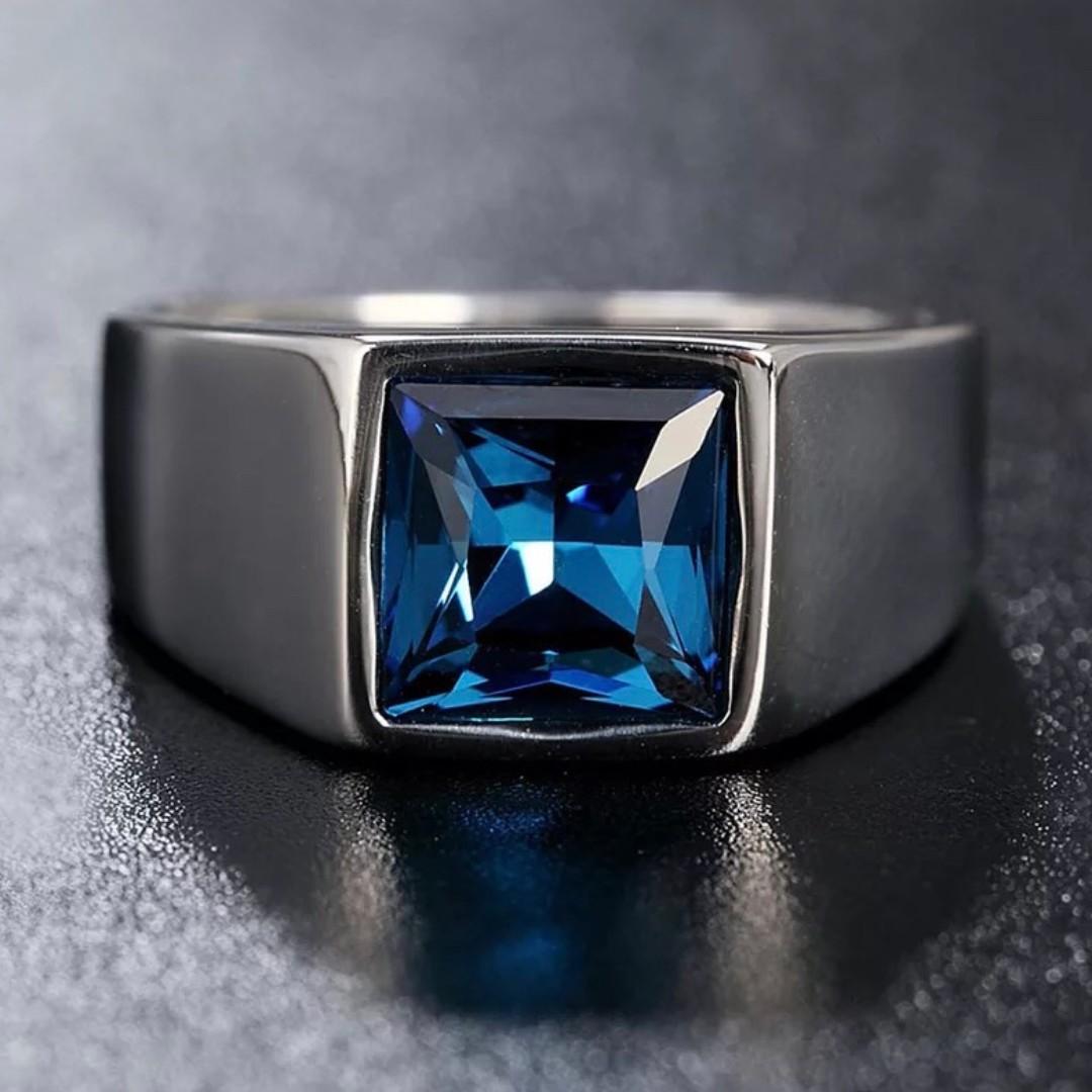 Men Sapphire Blue Diamond Ring Ss Men S Fashion Accessories