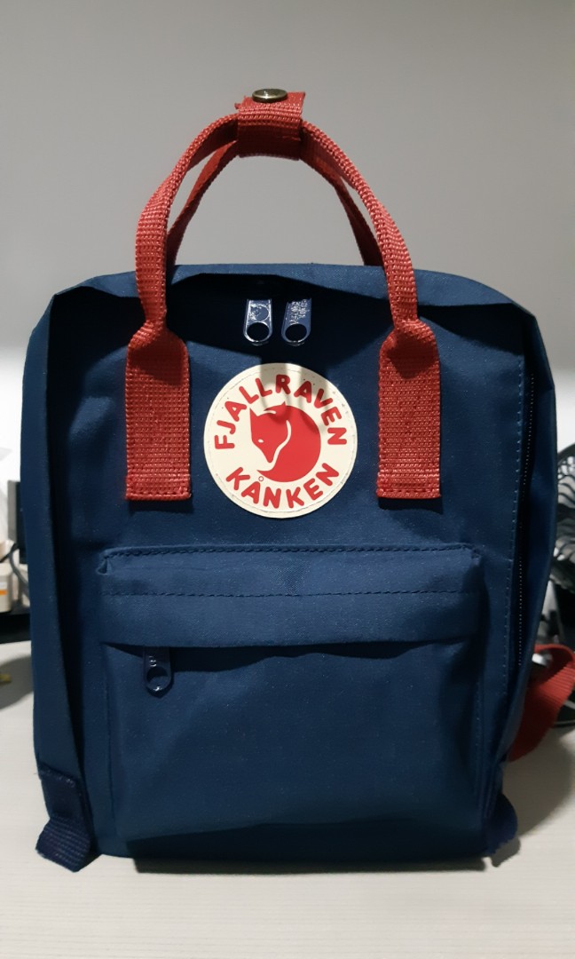 Mini Fjallraven Kanken Navy blue Red Straps Women s Fashion