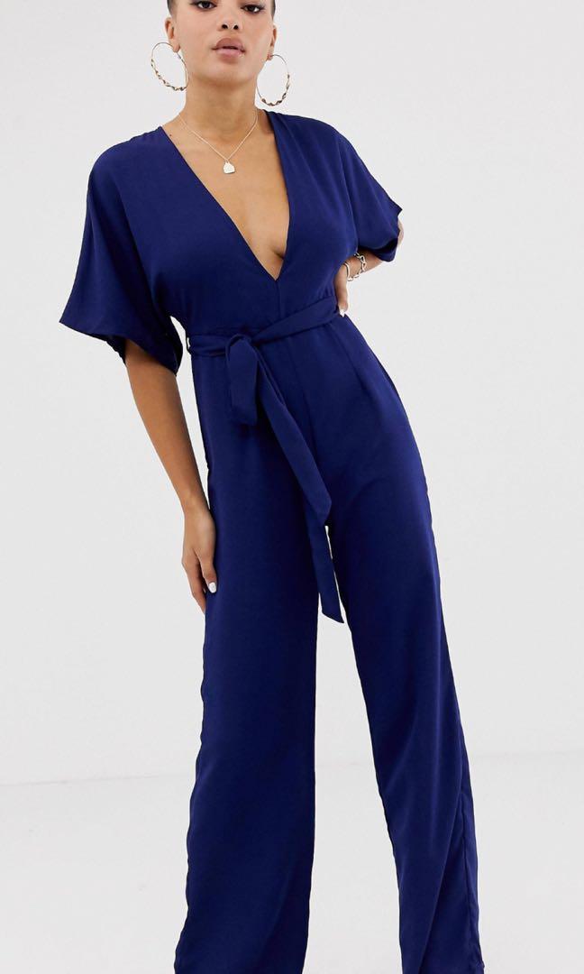 missguided navy jumpsuit