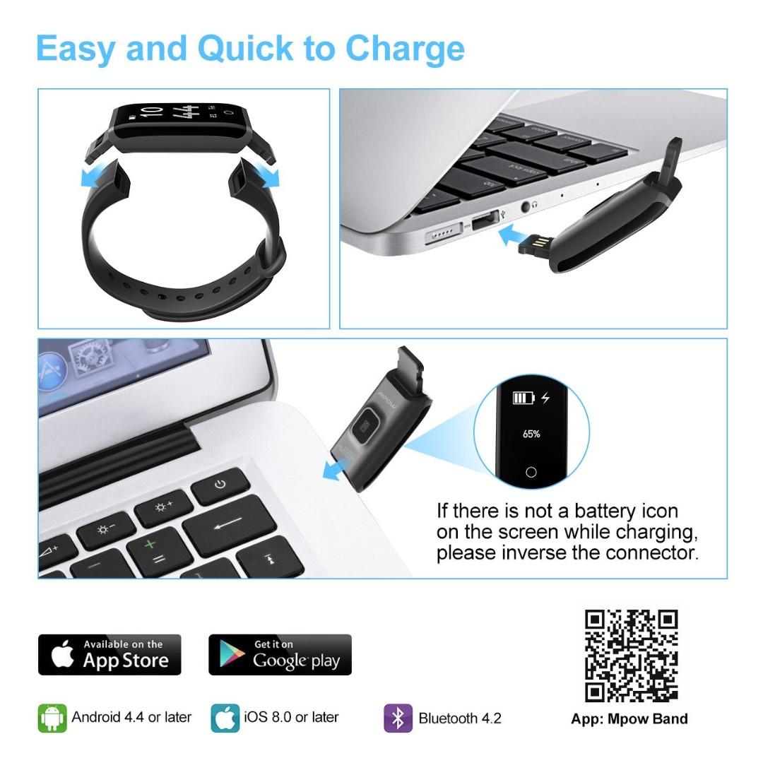 Mpow Fitness Tracker with Heart Rate Monitoring BLACK Mobile Phones Gadgets Wearables Smart Watches on Carousell