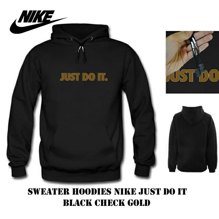 nike black and gold just do it hoodie