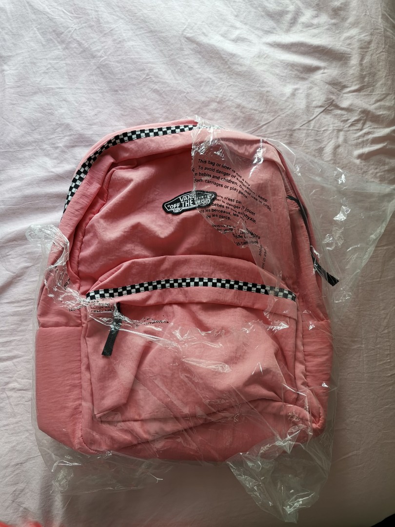 vans pink leather backpack