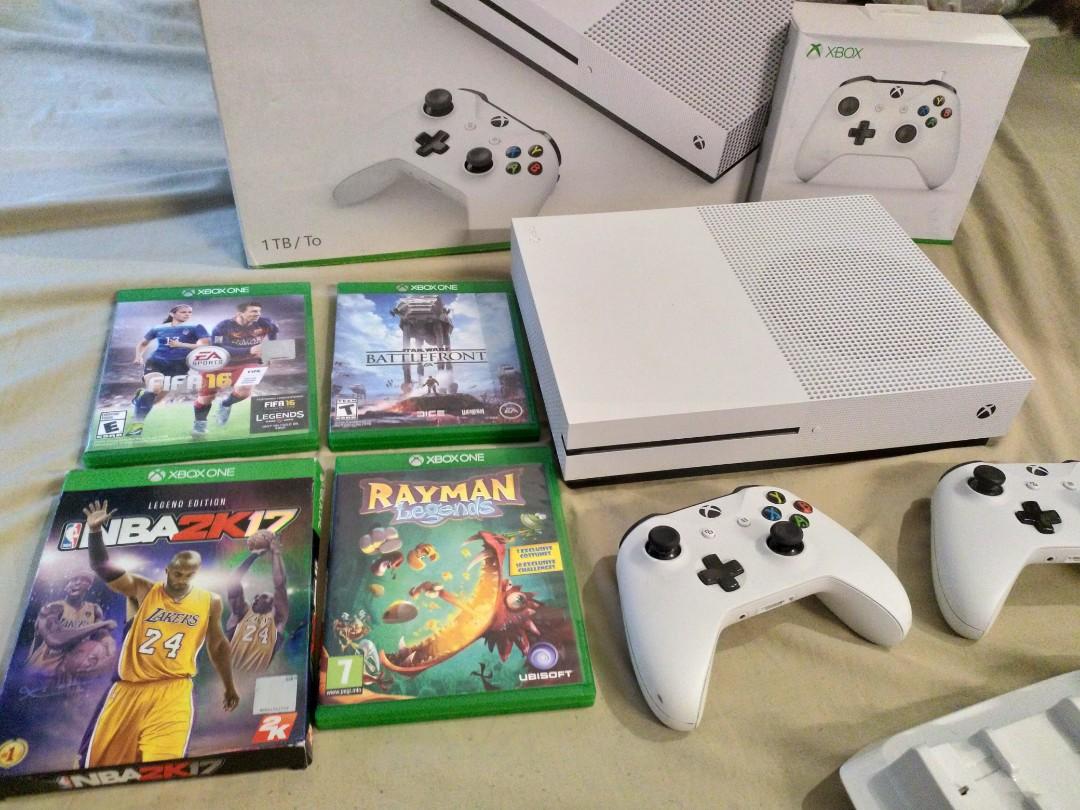 Xbox 1s Console W 6 Games And 2 Controllers Video Gaming Video Game Consoles On Carousell