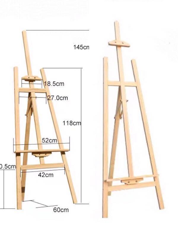 Yellow Pine Solid Wooden Easel Painting Stand 1 45m Adjustable