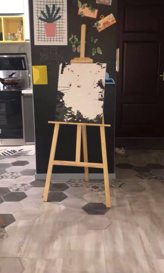 Yellow Pine Solid Wooden Easel Painting Stand 1 45m Adjustable