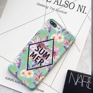 甜美薄荷綠 Summer手機殼 夏日 清新花朵 吊飾孔手機殼 衝浪愛好 iPhone6 6plus 7 7plus手機殼