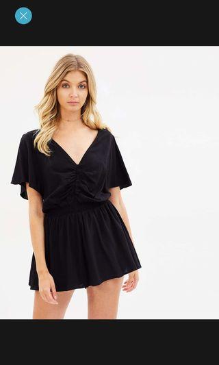 black v neck playsuit
