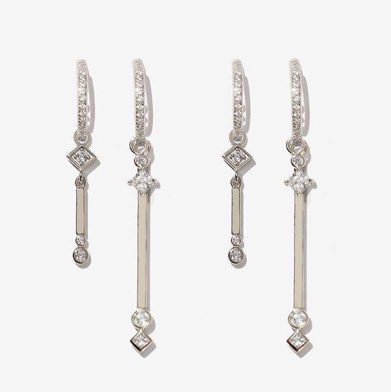 Adornmonde Luxe Collection Constan Silver Hoop Earring 1 2 Set