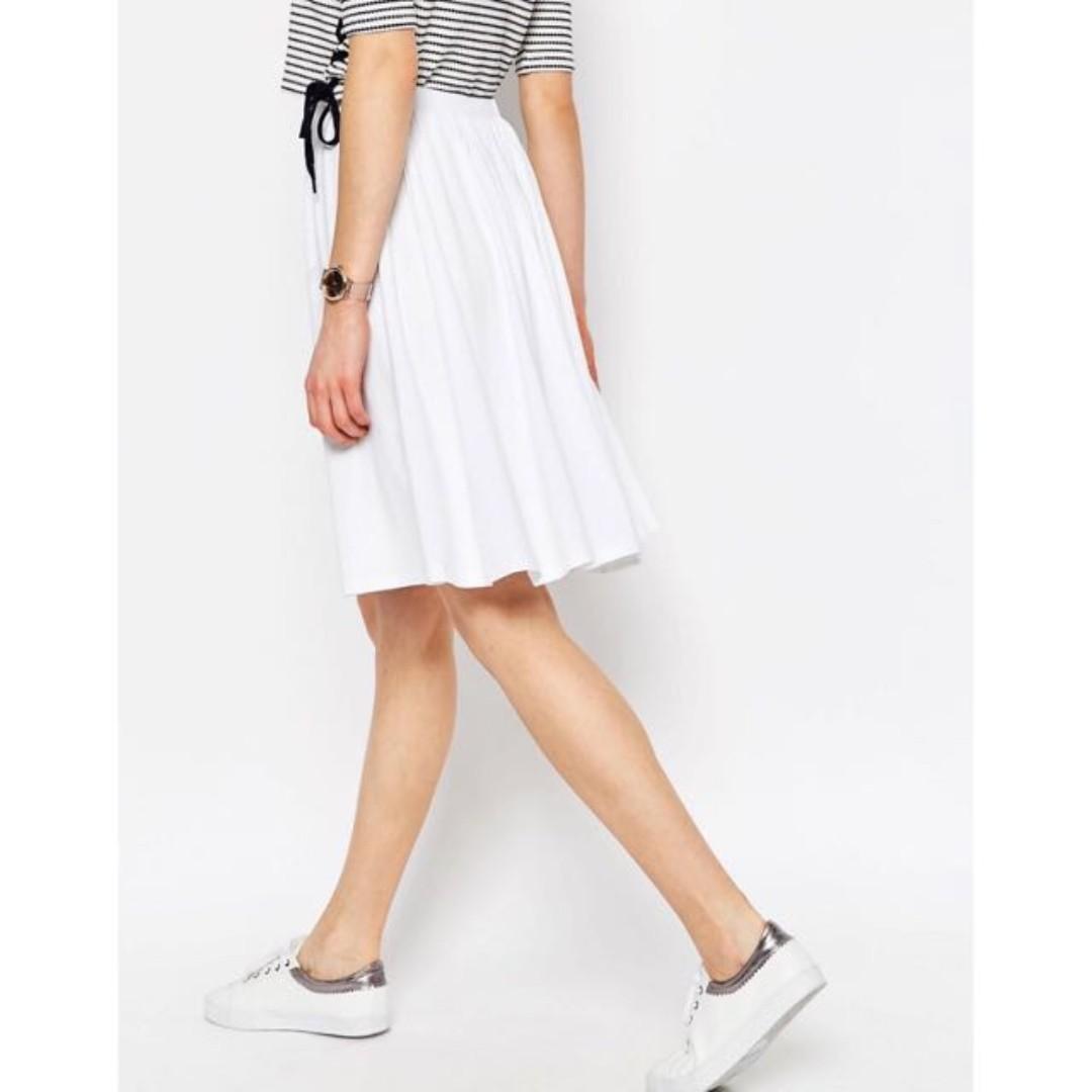 white midi skater skirt