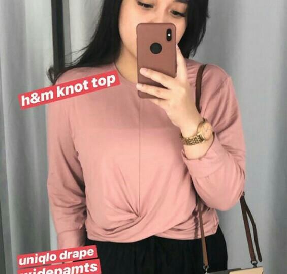 Baru H M Pink Knot Top Atasan Uk Xs M L Fesyen Wanita Pakaian Wanita Atasan Di Carousell