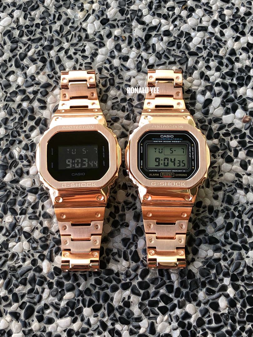 g shock rose gold metal