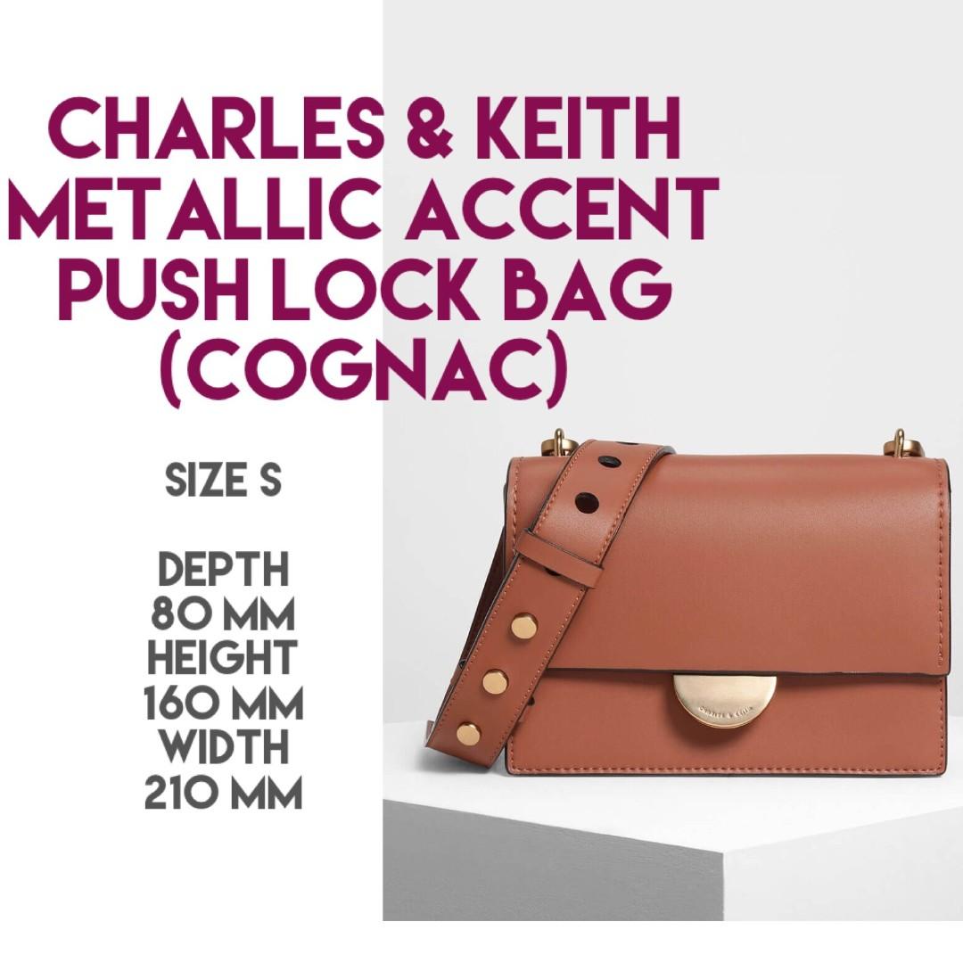 Charles and keith metallic top accent push lock bag