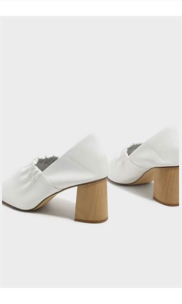 Charles Keith White Wooden Block Heels
