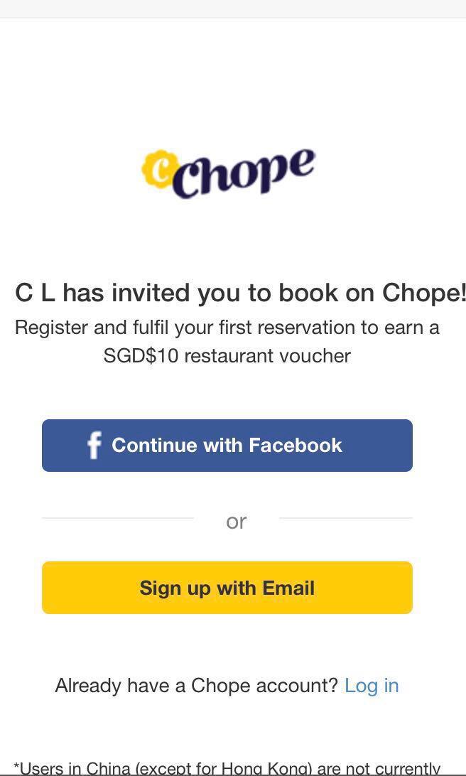chope promo code new user