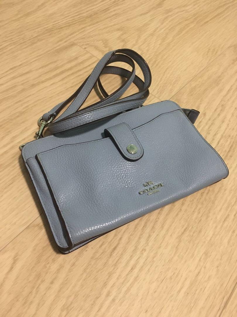 coach blue sling bag