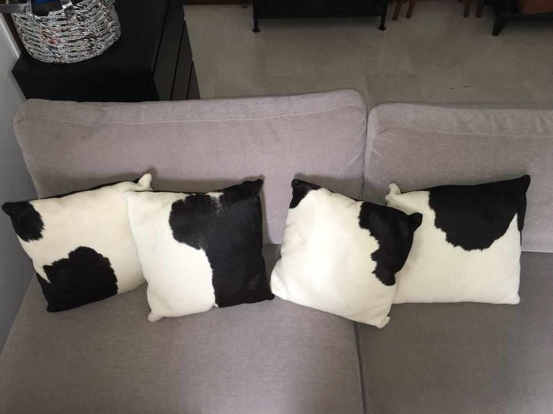 Cow Hide Leather Cushion Furniture Home Decor Cushions