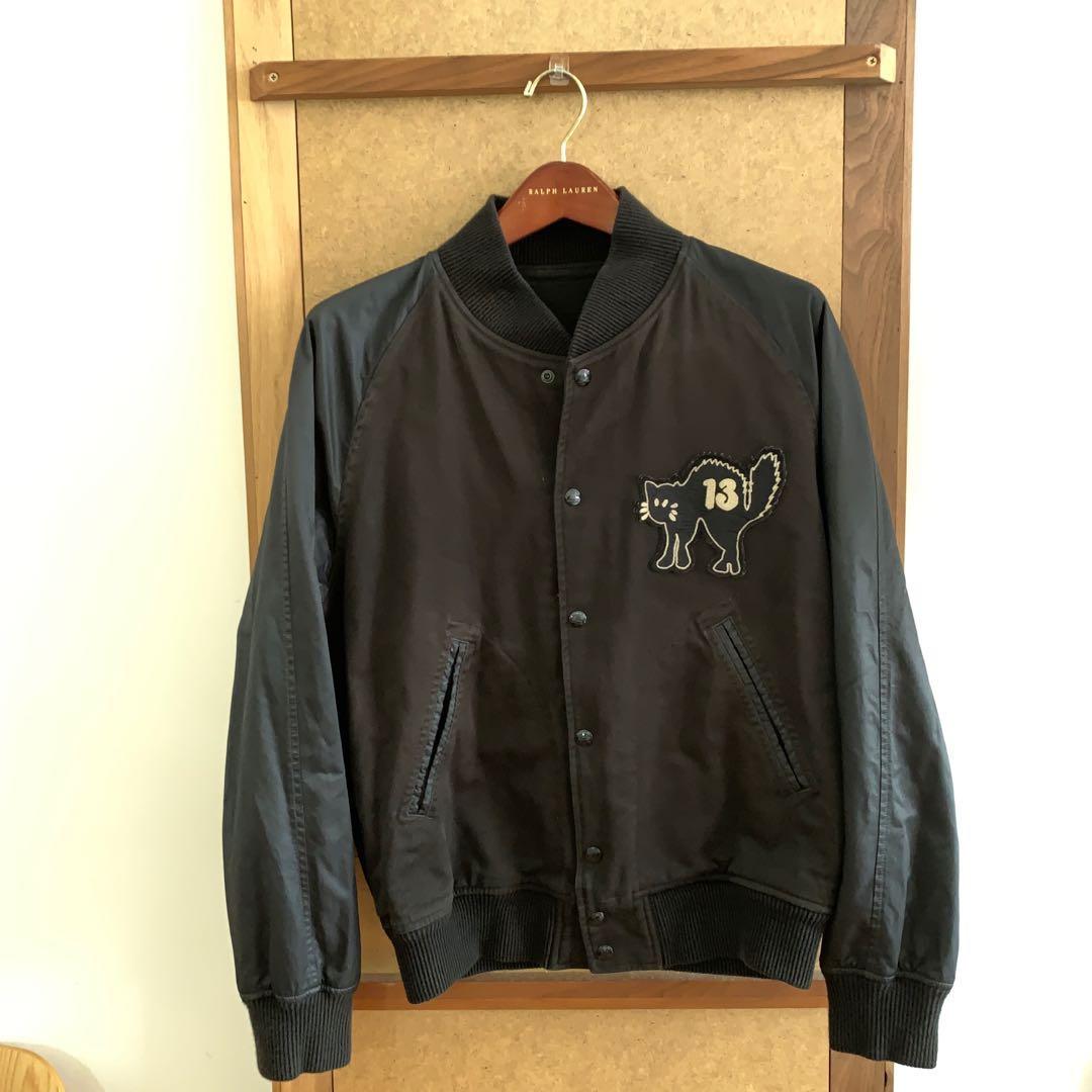 Double RL Black Cat Varsity Jacket, 男裝, 外套及戶外衣服- Carousell