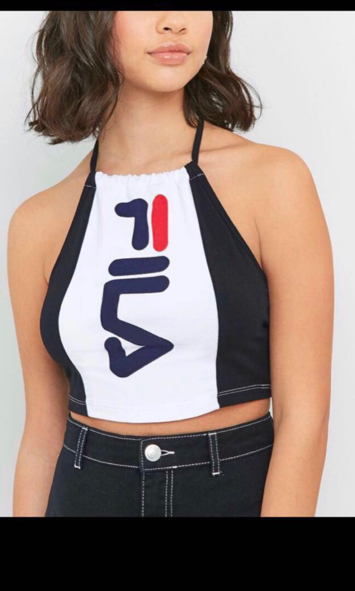 Fila pipa cropped halter top Women s Fashion Tops Sleeveless on Carousell