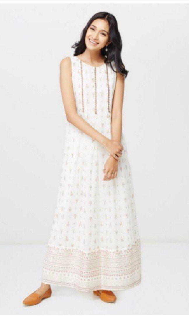 Global Desi Indian Wear Deepawali Diwali Kurti White Linen Lehenga Dress Women S Fashion Clothes Dresses Skirts On Carousell
