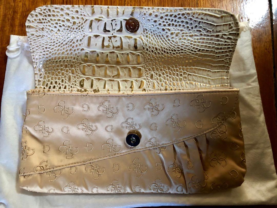 guess gold clutch bag
