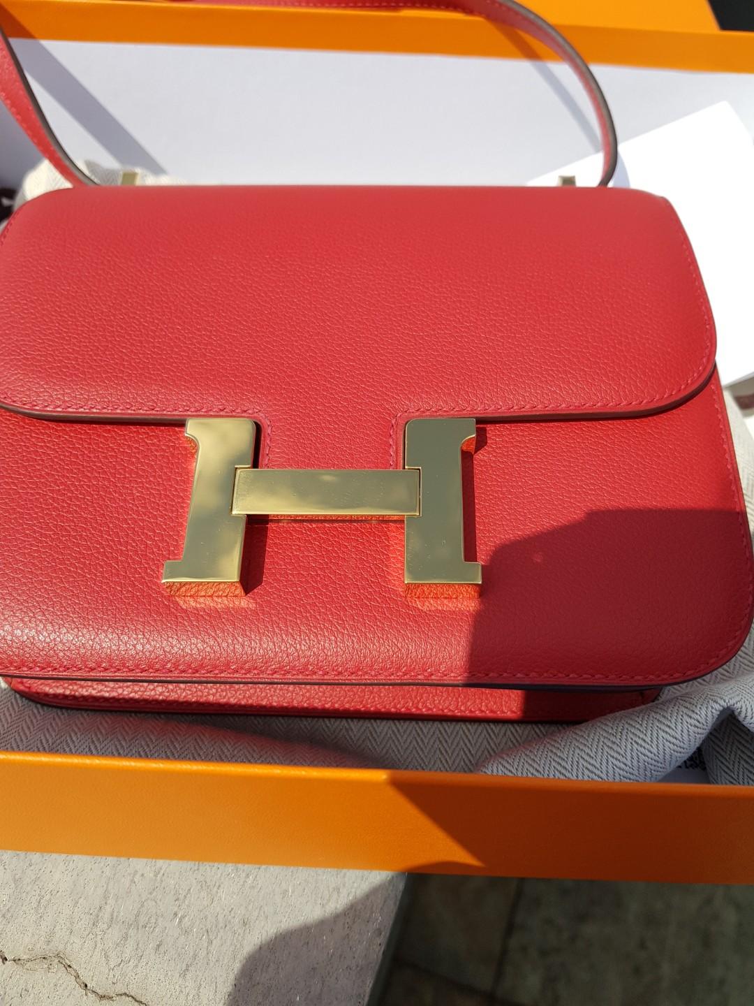 HERMES Constance 18 HSS Rouge Casaque/ Craie GHW - Timeless Luxuries