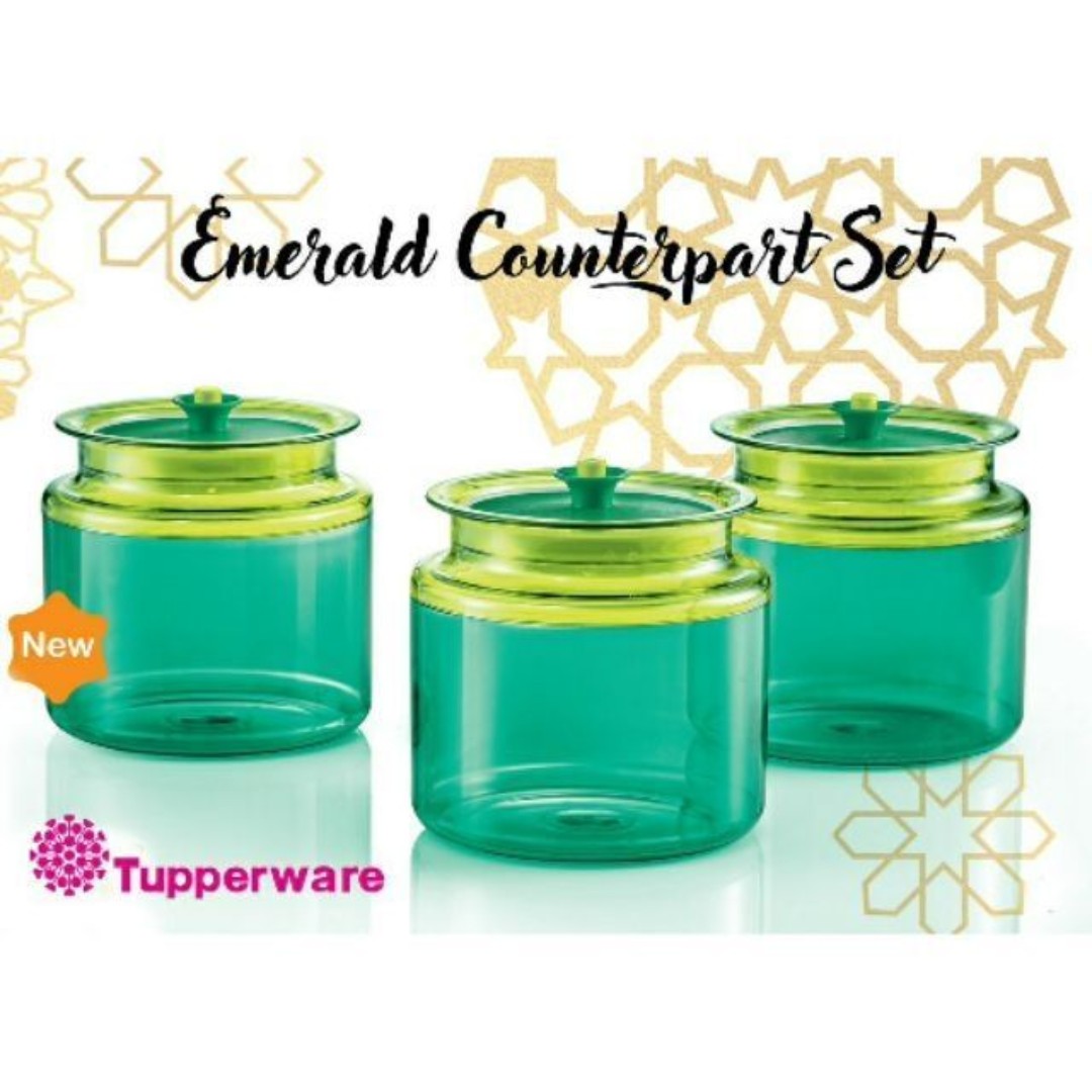 Hot Raya 2019 Original Tupperware Emerald Counterpart 900ml 3 Bekas Kuih Raya Kitchen Appliances On Carousell