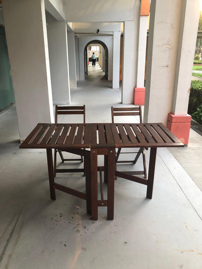 Ikea Applaro Foldable Teak Dining Set Furniture Tables Chairs On Carousell