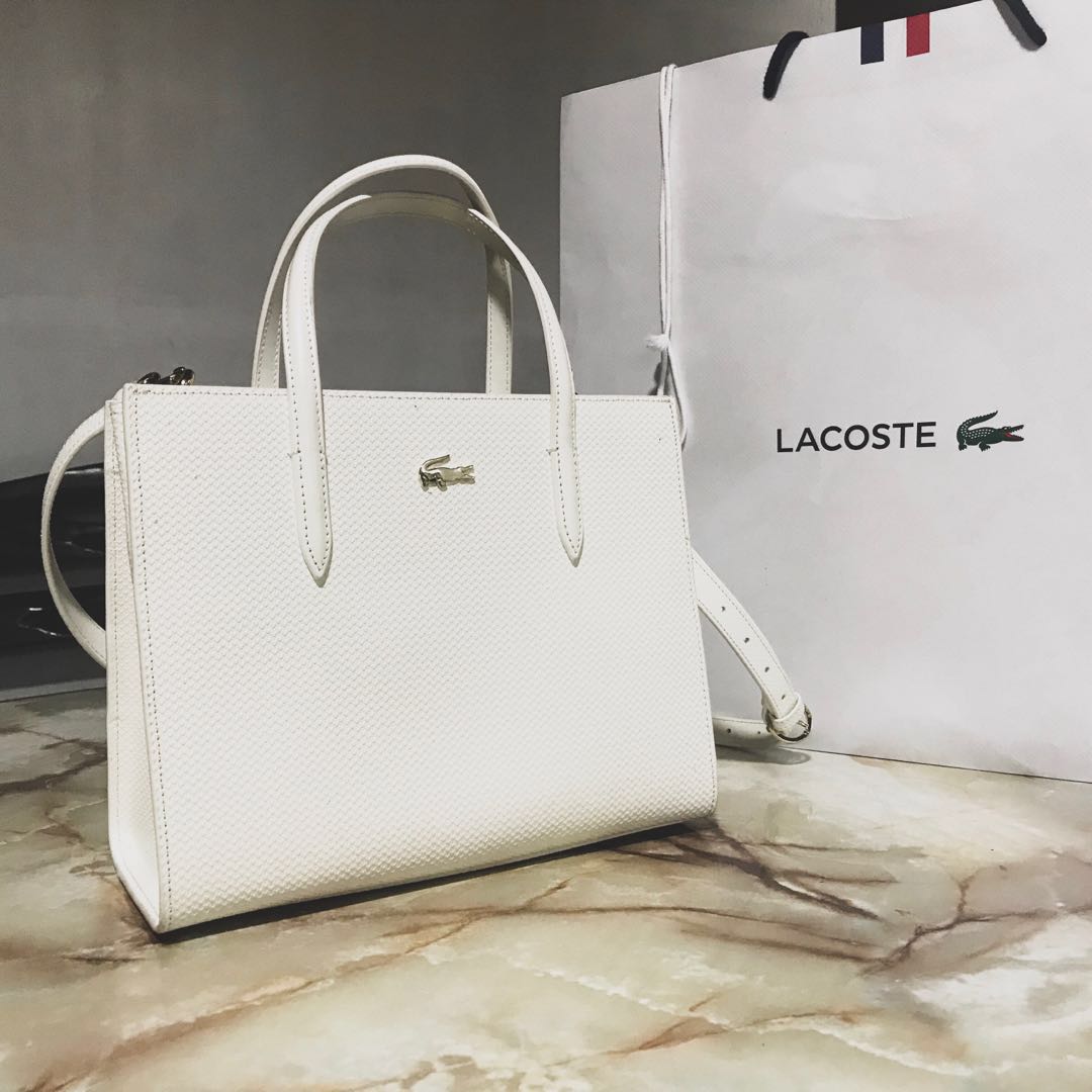 lacoste leather tote bag