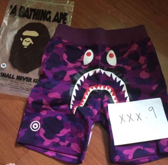 purple bape shorts