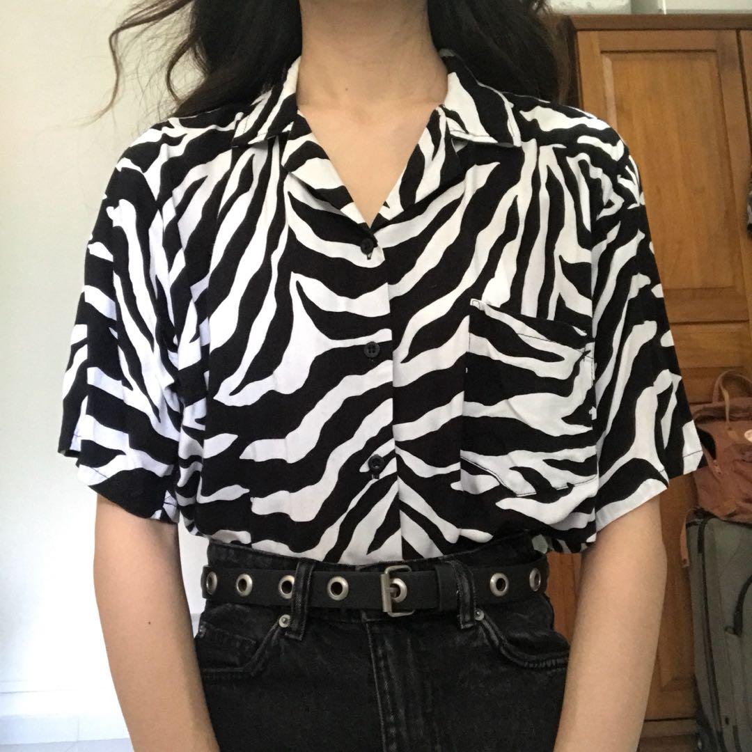 MOTEL ROCKS ZEBRA PRINT SHIRT, Women's 