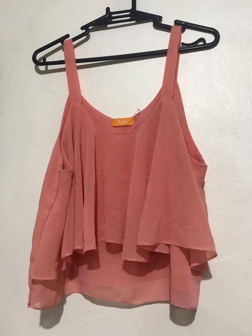 Peach Chiffon Cropped top (Category: Blouses) located in Makati City. Submitted by mombabyessentials2022 (Listing ID 227931113, Image 2). Description: .