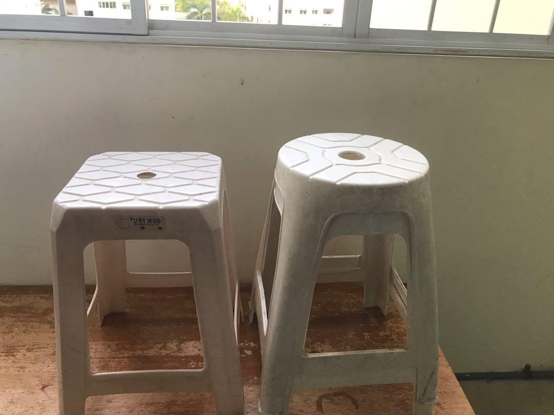 Plastic Stools 2 Square Shape And 2 Round Shape Furniture Tables Chairs On Carousell