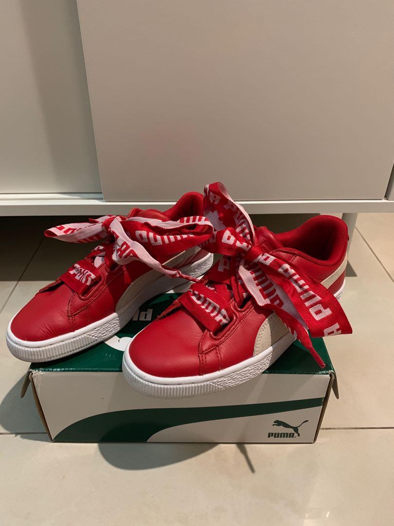 puma heart basket red