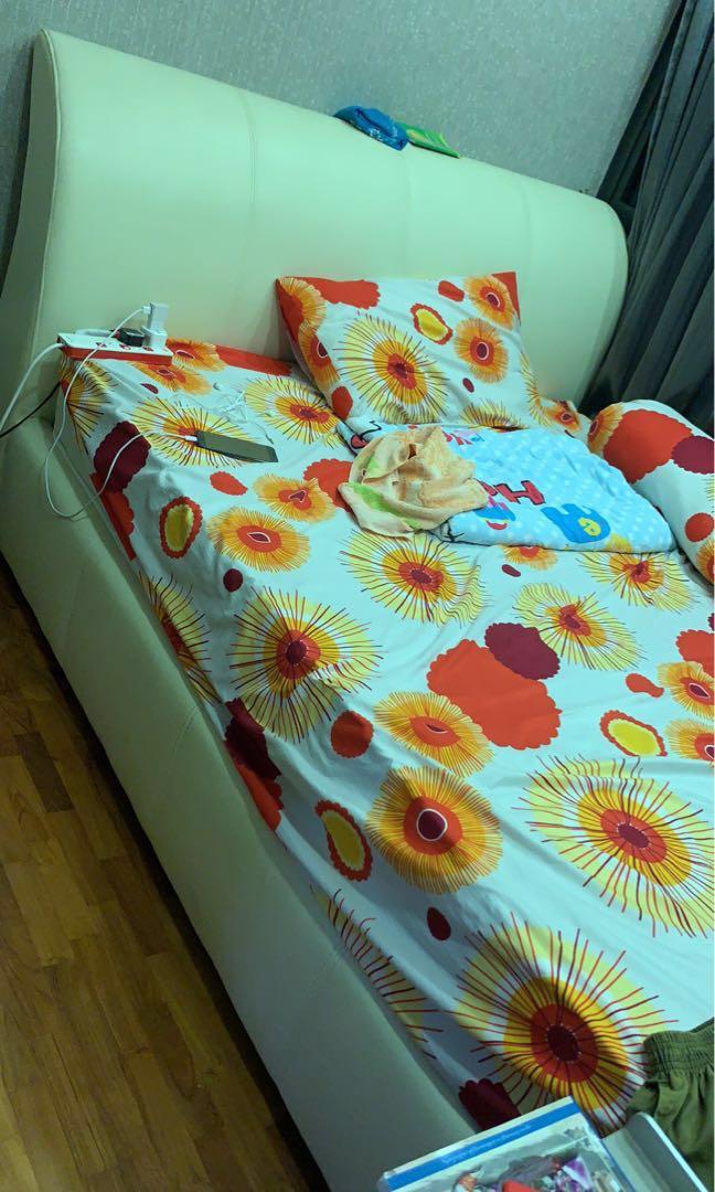 Used Simmons queen size bed frame with mattress, Furniture & Home