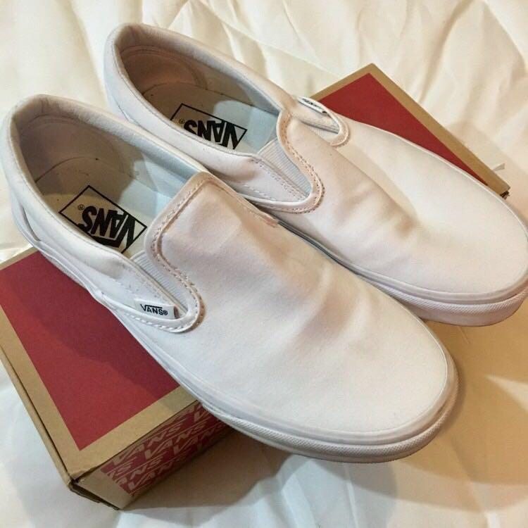 Used white slip on vans sales