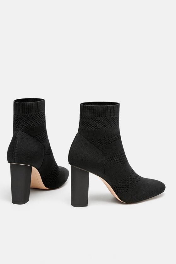 Zara | Shoes | Zara Socks Boots With Silver Block Heel | Poshmark