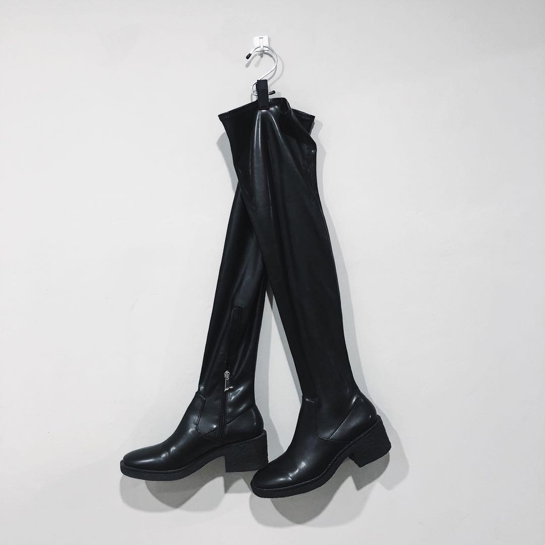 zara over the knee leather boots