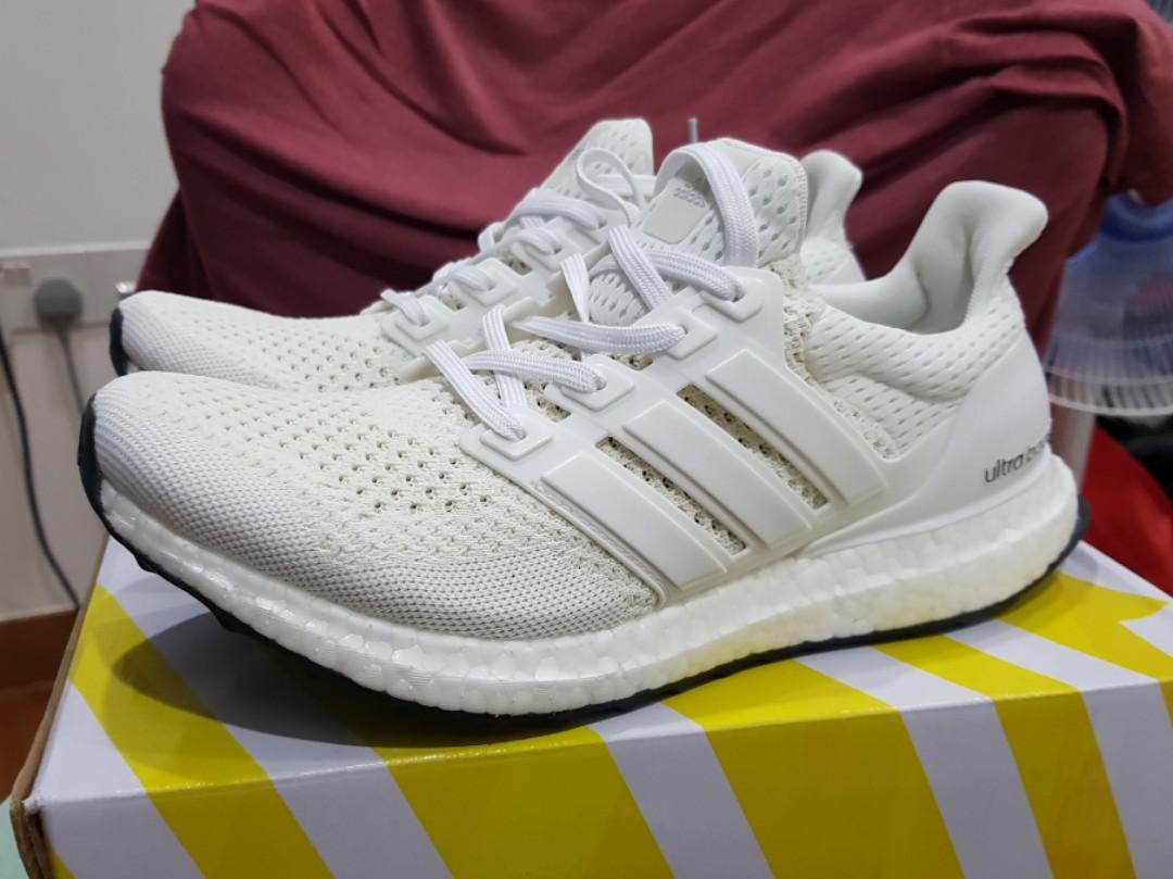 Adidas Ultra Boost 1 0 Triple White Men S Fashion Footwear Sneakers On Carousell