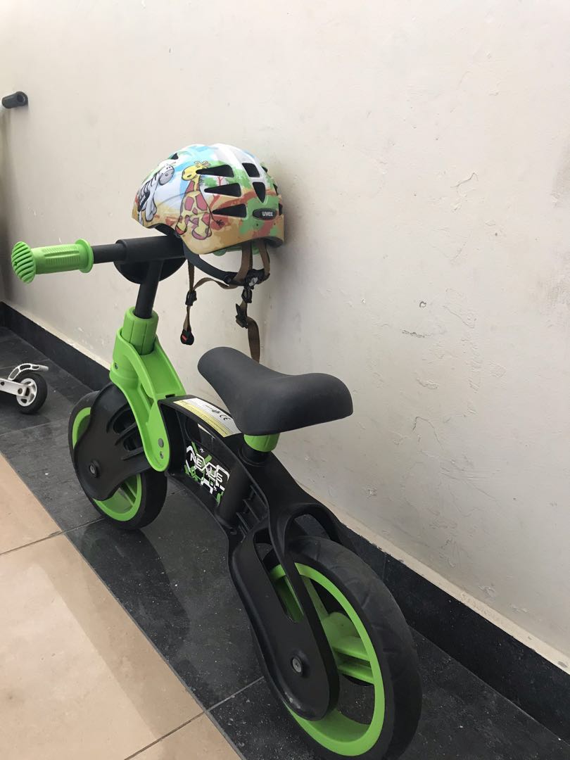 balance bike and helmet