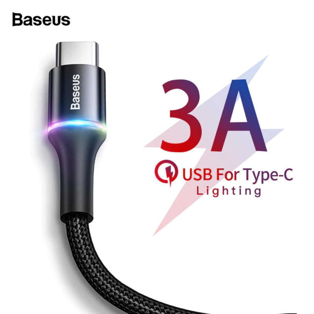 Baseus Halo Data Cable Type C Lightning Quick Charge Cable Mobile Phones Tablets Mobile Tablet Accessories Mobile Accessories On Carousell