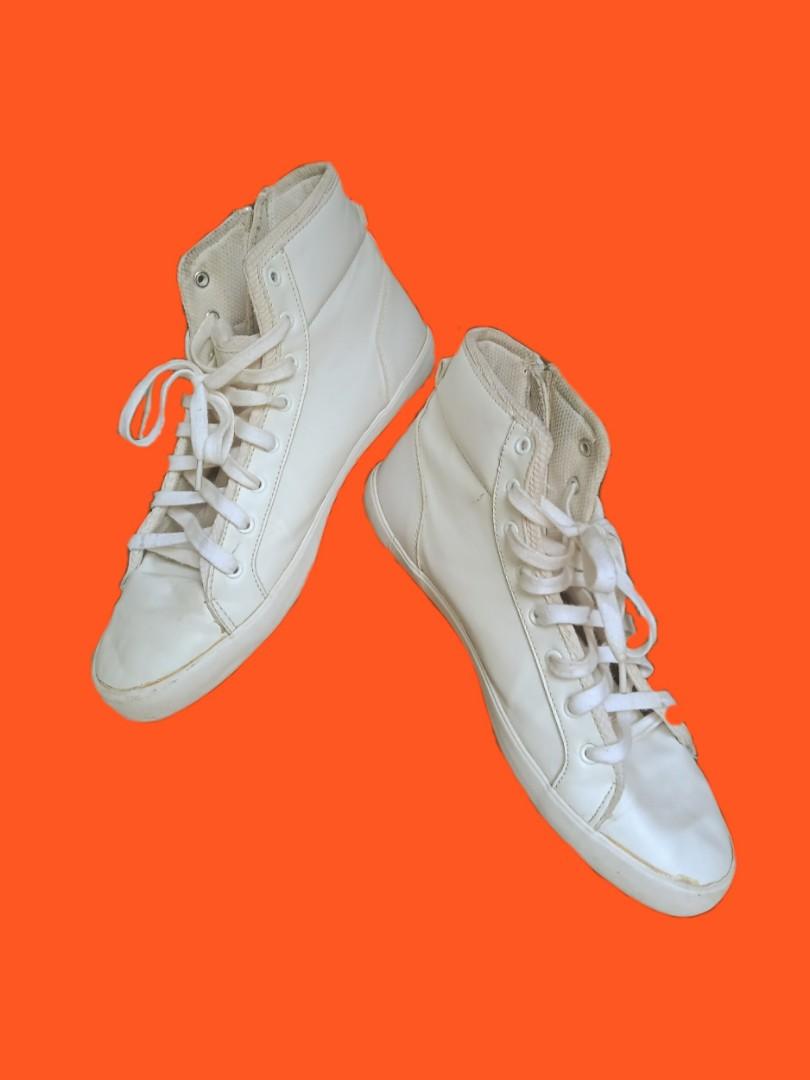 high cut white shoes