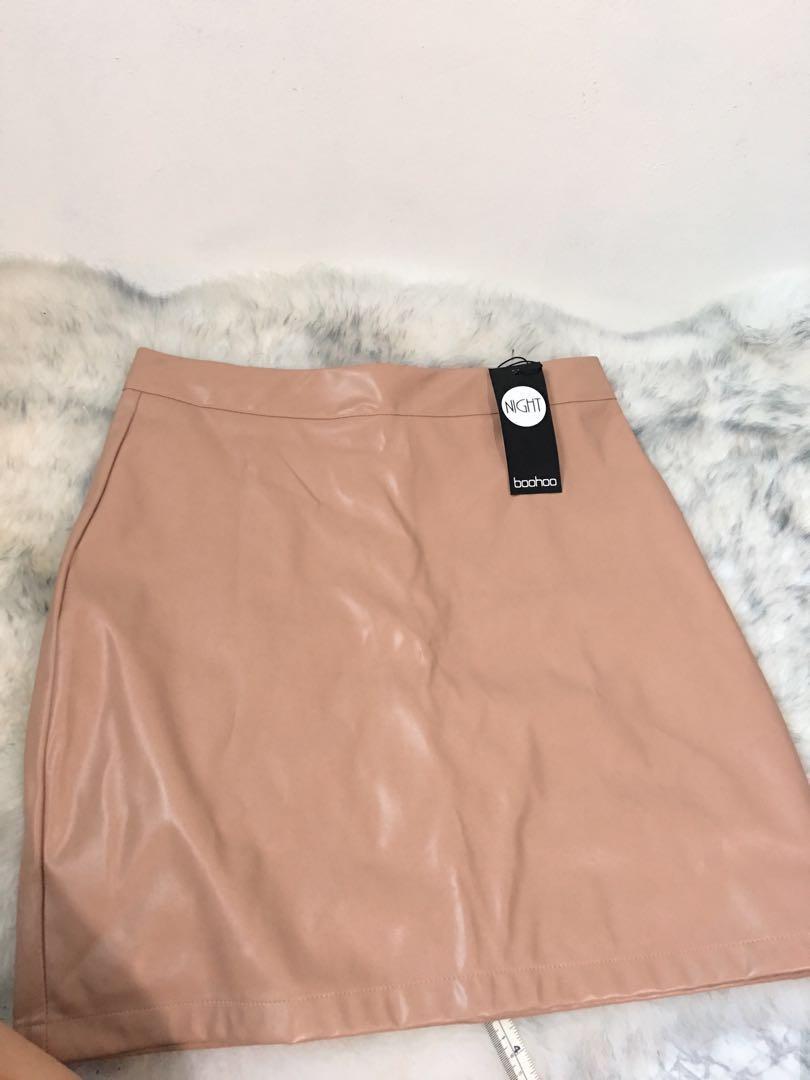 taupe leather skirt