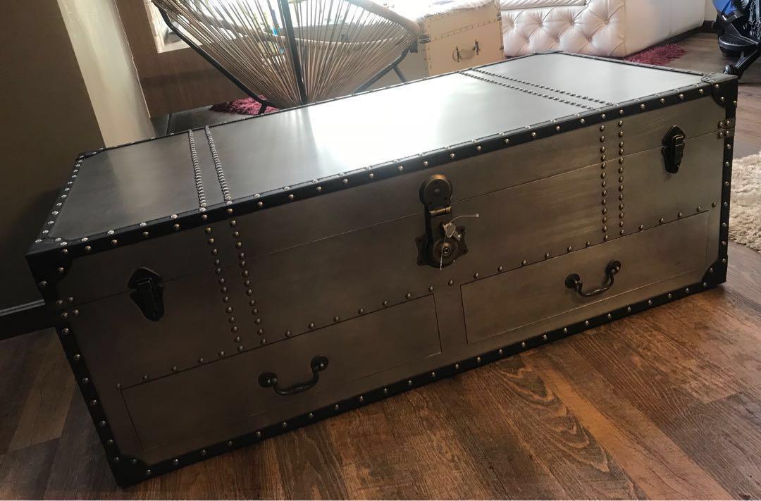 Brand New Metal Trunk Coffee Table PO, Furniture & Home Living