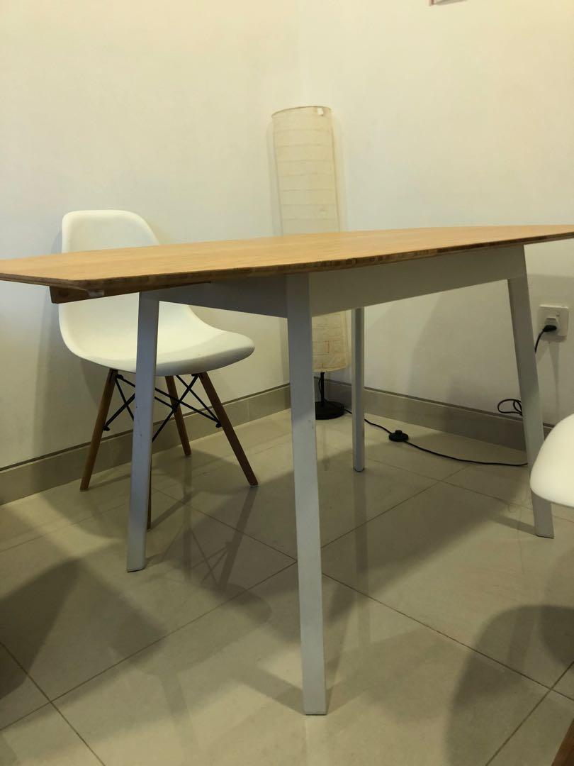 Dining Table - PS (Category: Tables & Sets) located in Singapore. Submitted by clement8585 (Listing ID 227974659, Image 1). Description: Retail up 299$ Convenient for small space Drop leaf table Dim 138/80cm x 106cm x 74cm Pick up from 12may onwards .