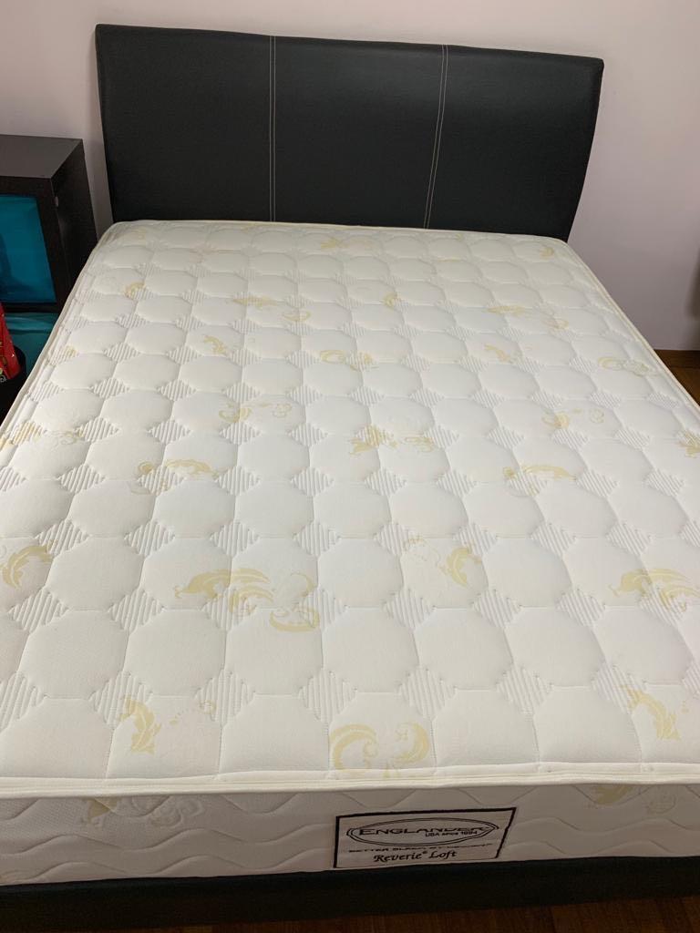 Englander Queen sized Reverie Loft mattress & bedframe, Furniture